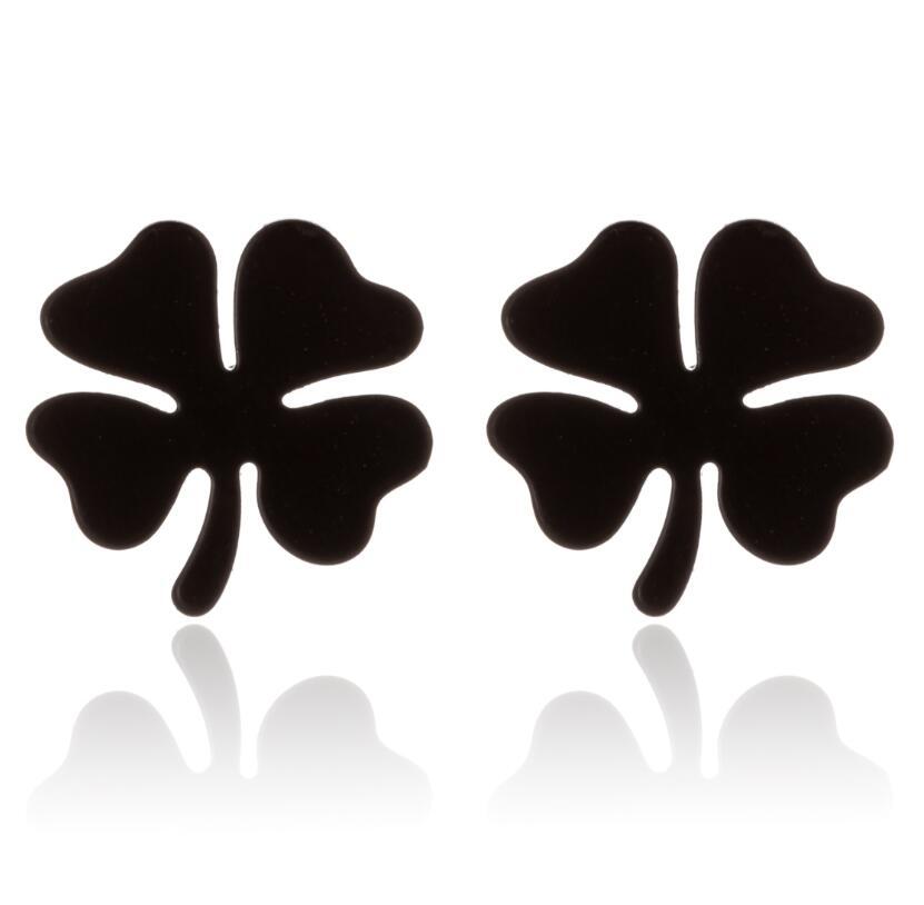 1 Pair Fashion Four Leaf Clover Titanium Steel Plating Ear Studs display picture 5