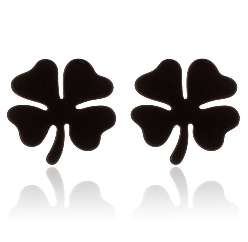 Four Leaf Clover Pattern PVD Coated 18K Gold Real Gold Plated Four Leaf Clover 304 Stainless Steel Fashion Waterproof Non Tarnish Ear Studs