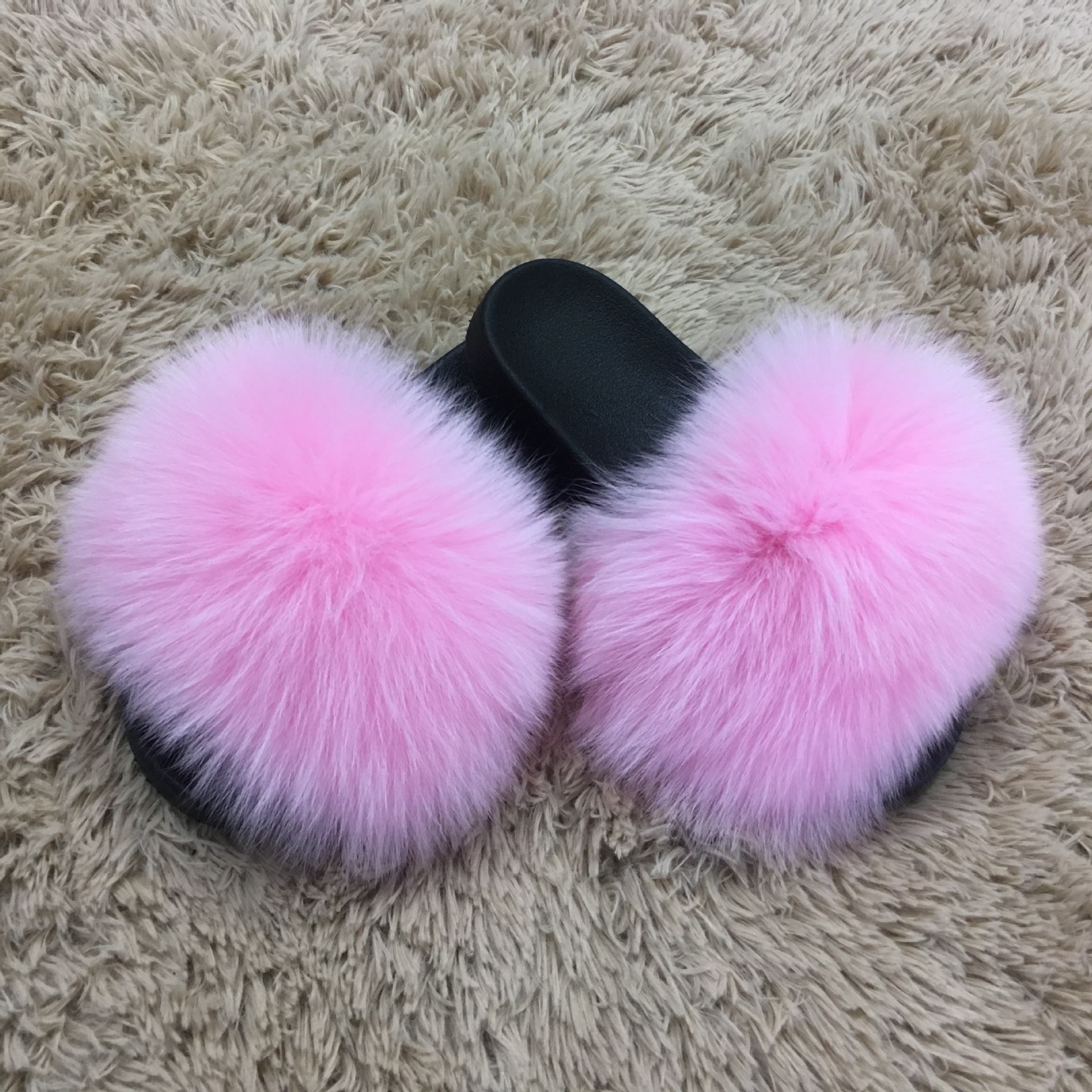 Foreign trade Fox leather and fur children slipper