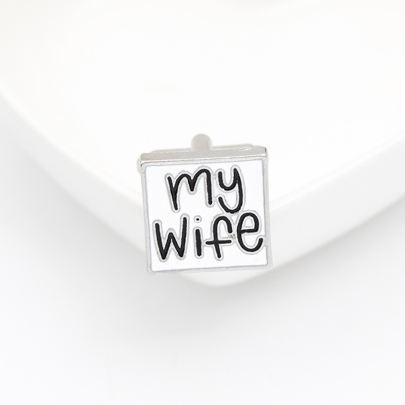 New I Love You My Wife Enamel Men's Cufflinks display picture 6