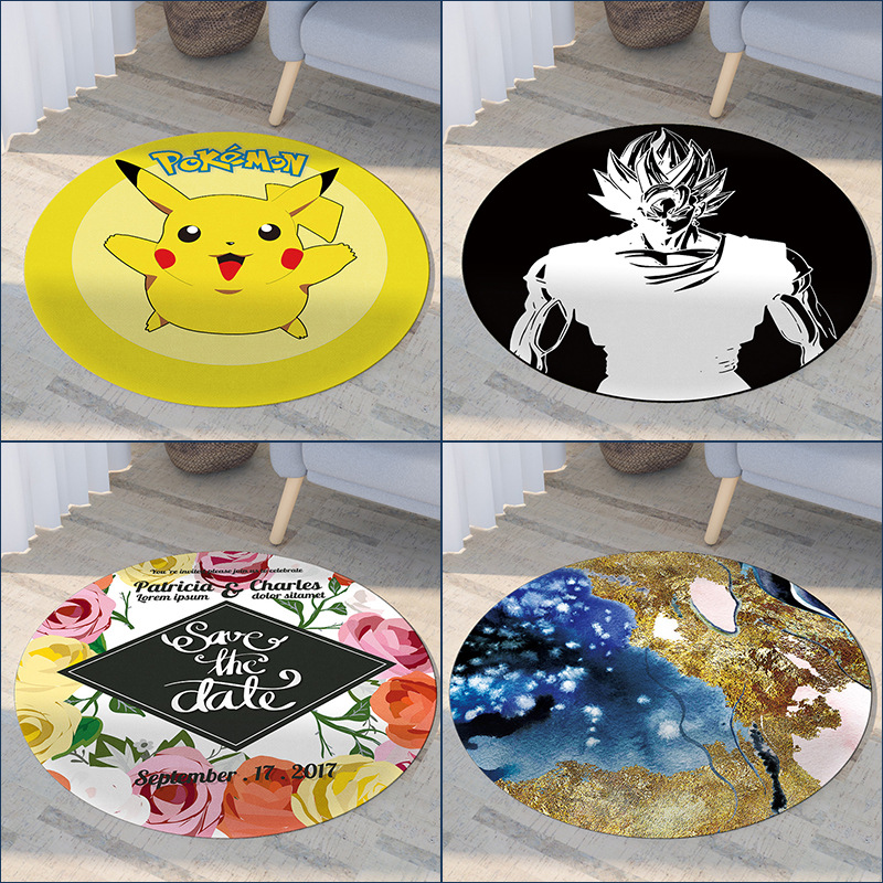 공장 직접 공급 라운드 만화 카펫 바닥 매트 거실 회전 의자 침실 개인 조수 브랜드 카펫 재고 도매