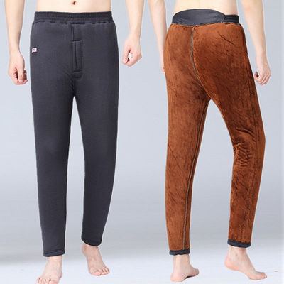 winter man Camel hair cotton-padded trousers Plush thickening Warm pants Middle-aged and elderly people quality goods Easy dad trousers