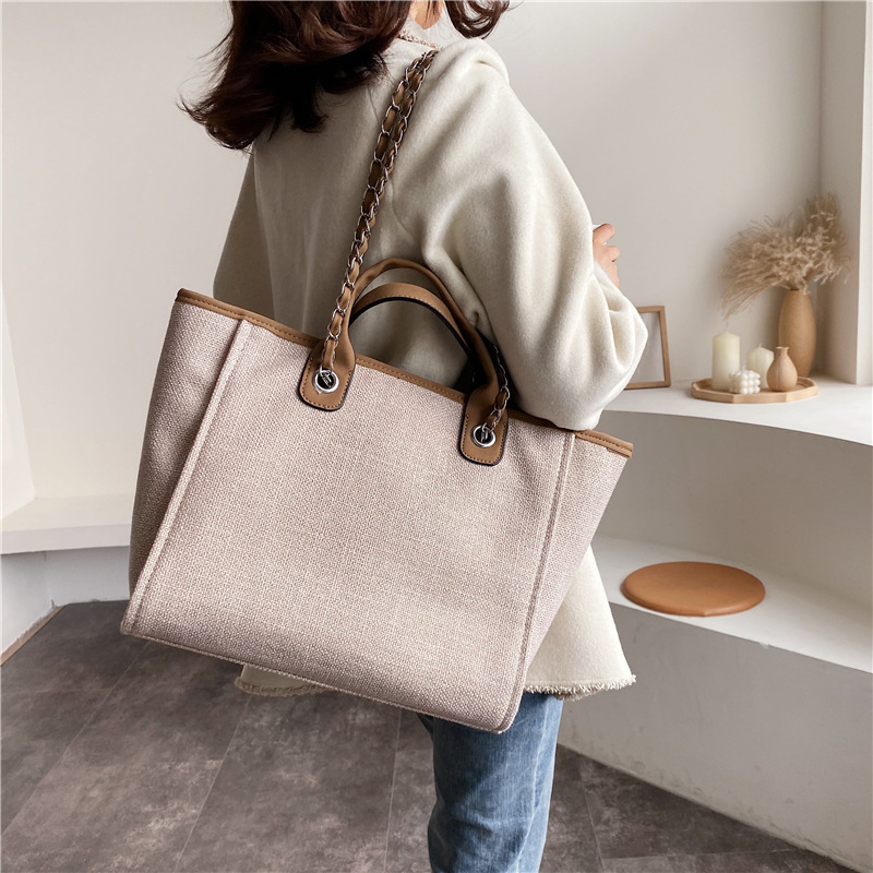 Simple Canvas Bag Women Handbag Chain Bag Shoulder Bag