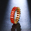 Classic rectangular elegant zirconium, multicoloured fashionable ring, decorations