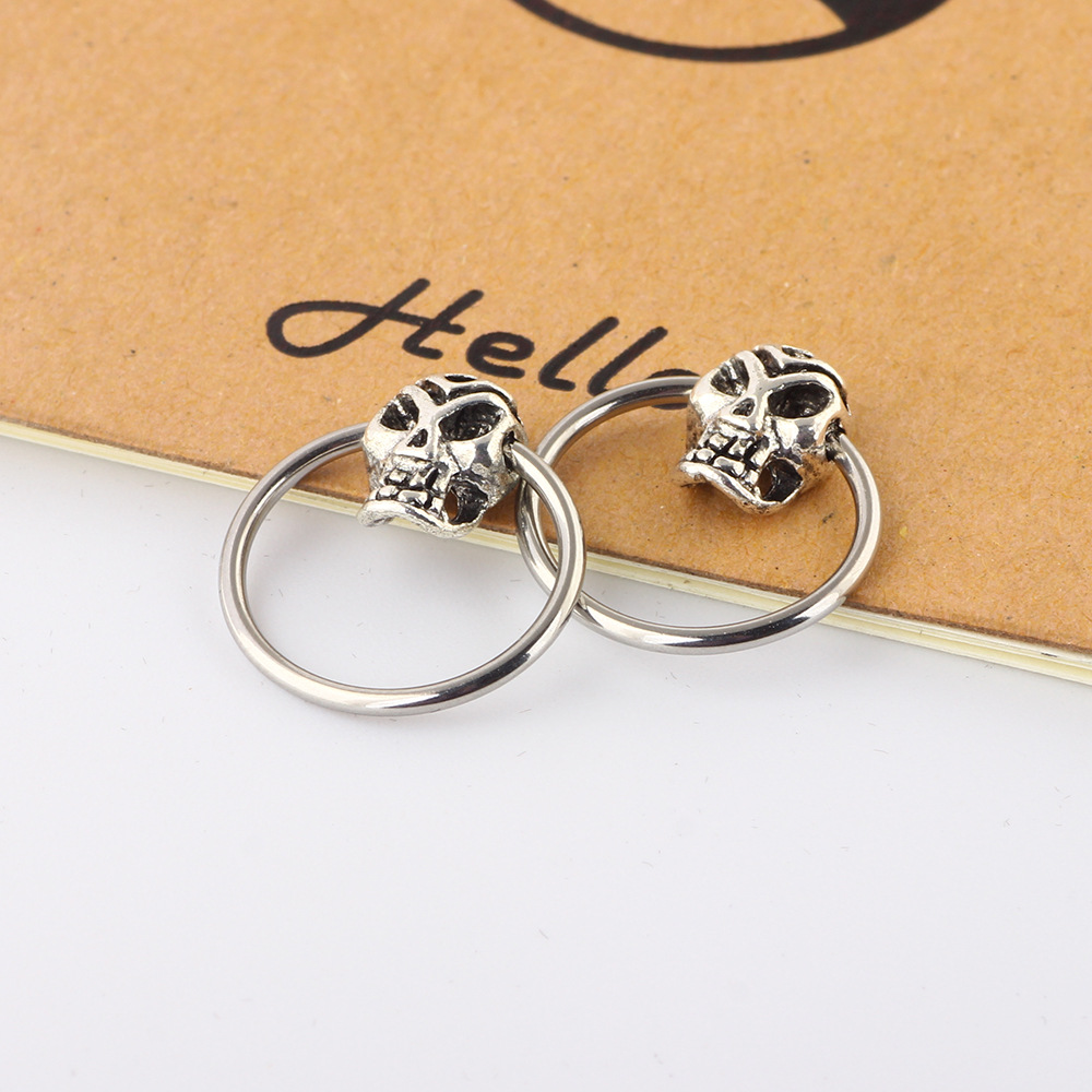 Ghost Head Nose Ring Creative Micro Inlay Septum Nail Round Nasal Septum Ear Nail Body Piercing Jewelry Wholesale detail image 7