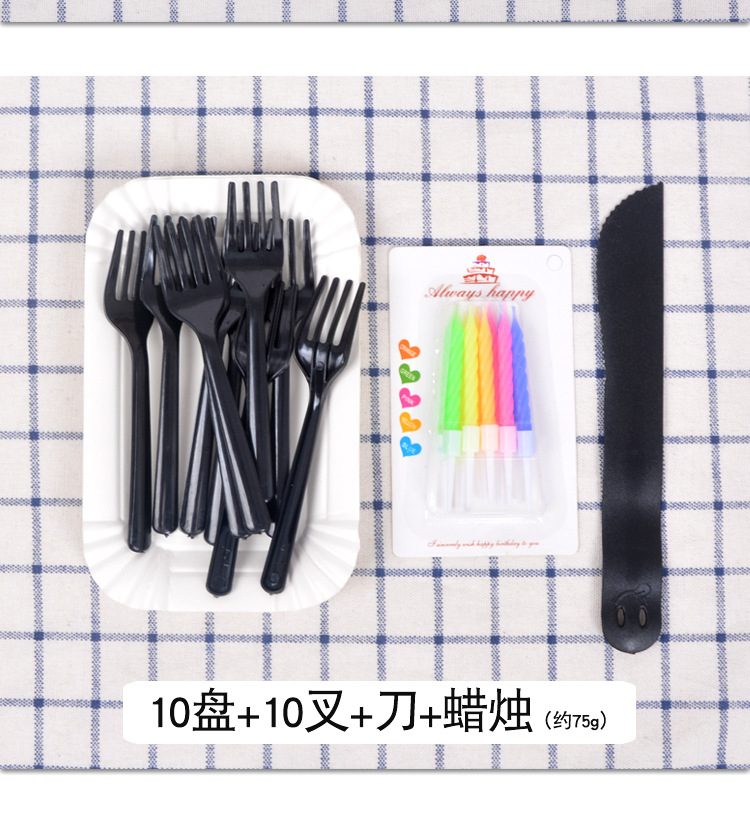 节日用品批发生日蛋糕餐具套装 塑料一次性蛋糕刀叉盘烘焙套装刀叉碟组合详情图12