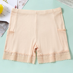 Pocketed Ladies Modal Lace Edge Leggings Anti-Slip Pocket Plus Size Safety Pants Summer Meiwumei