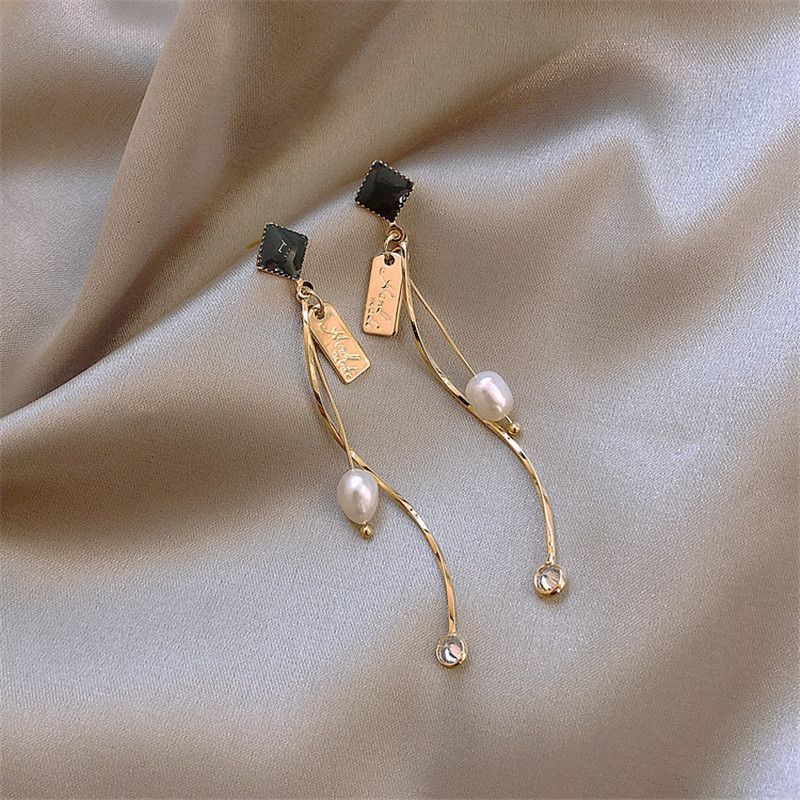 Nouveau 925 Argent Aiguille Spirale Perle Long Gland Perle Pendentif Boucles D&#39;oreilles Populaire Oreille Bijoux En Gros Nihaojewelry display picture 10
