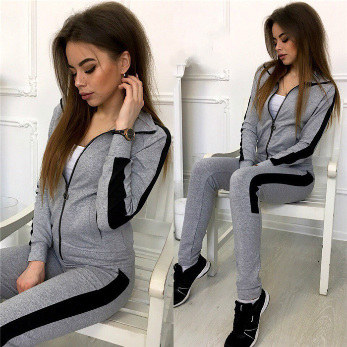 Zipper Long-Sleeved Sports Casual Sweater Suit NSYF2154