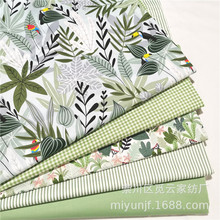 批发供应 绿色树叶条纹 纯棉斜纹布料 全棉床品手工DIY布组装饰布