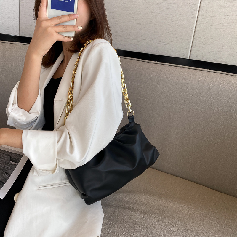270g Weight Lock clasp Closure Type Single Shoulder Strap Strap Type Underarm Bag Bags Type Casual, Shopping Occasion Pu Leather Material Solid Color Pattern All Seasons Season Women's Gender Streetwear Style Medium Size Women's Medium Pu Leather Solid Color Streetwear Cloud Shape Lock Clasp Underarm Bag 25