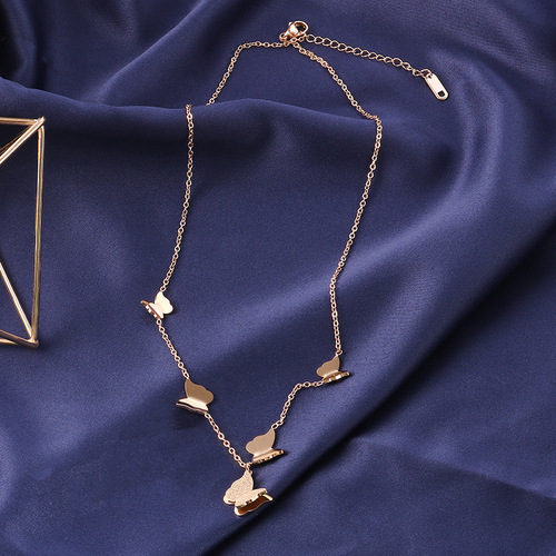 Adorable butterfly non-fading necklace female trendy internet celebrity ins cold style design neck necklace light luxury clavicle chain
