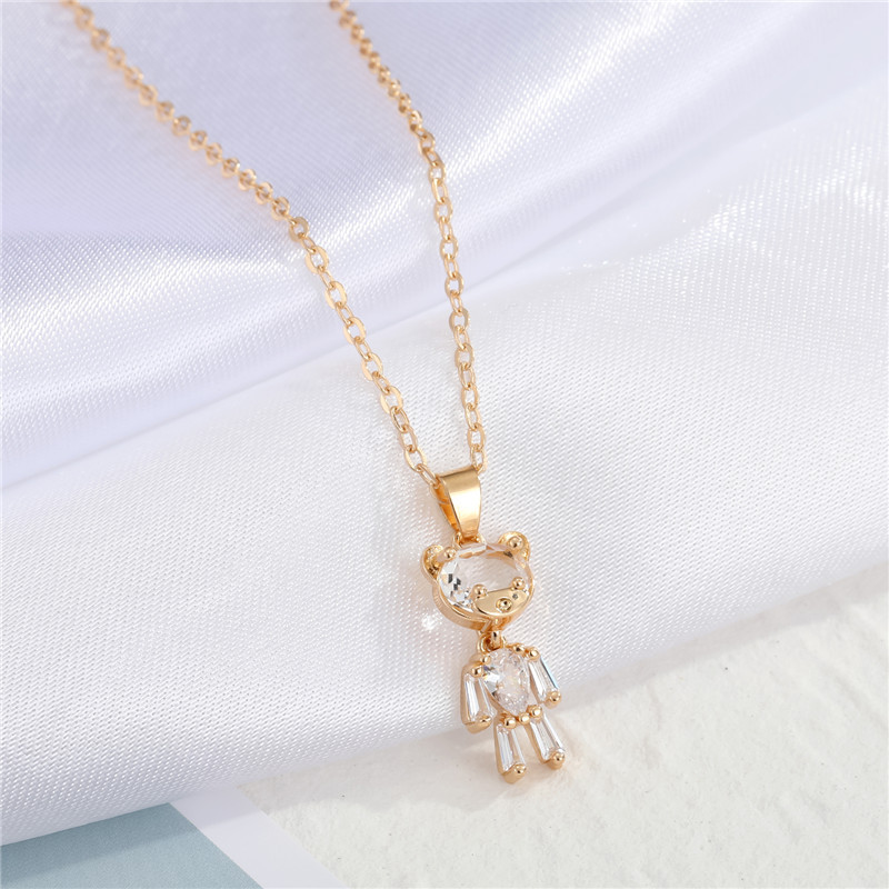 Korean New Hip-hop Bear Planet Necklace display picture 4