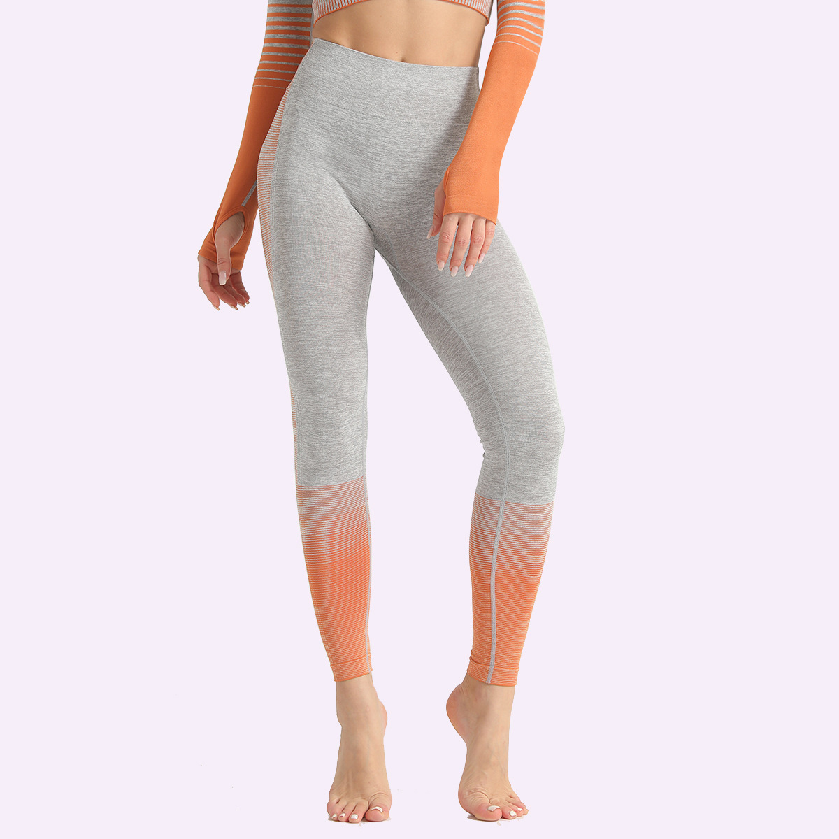 pantalones de yoga de fitness de yoga de punto a rayas NSLX30970