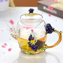 批发珐琅彩水杯玻璃茶壶 家用花茶杯整套夫茶具套装批发