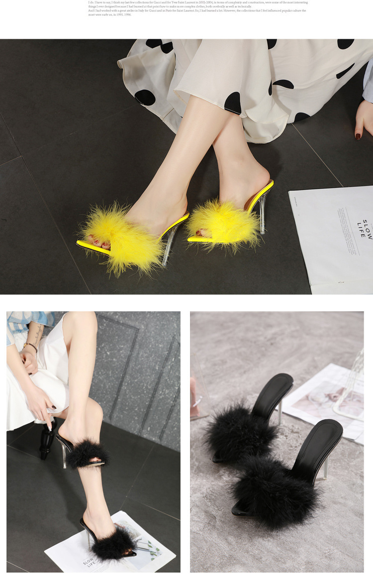 feather crystal high-heel pointed sandals NSSO59520