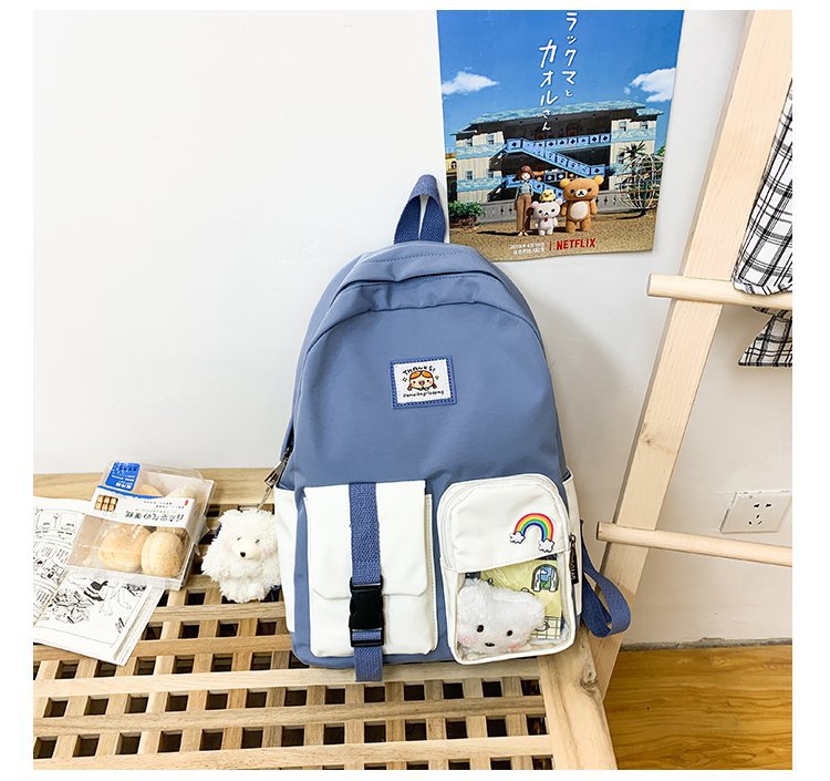 Korean Student Hit Color Backpack Soft School Bag display picture 62