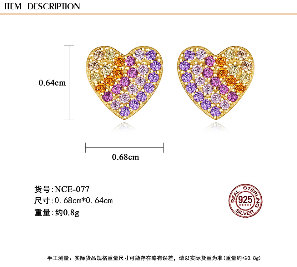 S925 Sterling Silver Love Fashion  Earrings display picture 1