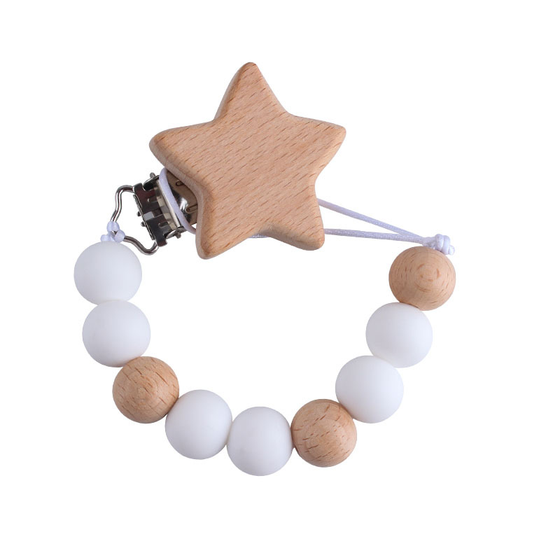 Nueva Haya estrella de cinco puntas chupete clip bebé DIY creativo cadena chupete de silicona de dibujos animados Beech Toy teether