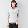 V-neck Korean version sleeveless knitted vest women’s fashion twist loose sweater vest