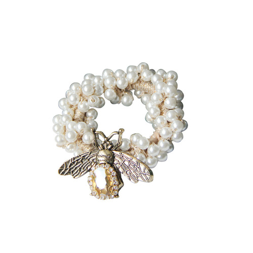 韩国东大门时尚简约发圈珍珠山茶花头绳气质小清新发绳皮筋女