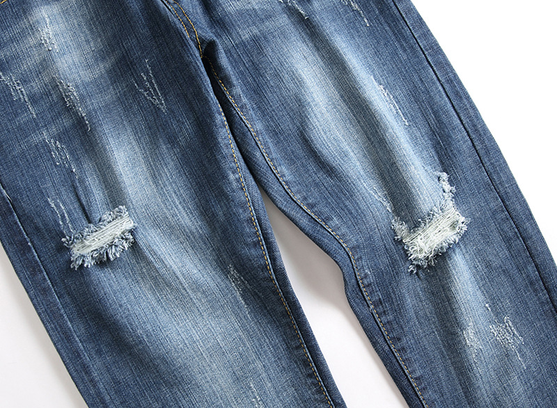 Herren Jeans Im Used Look Gerade Geschnittene Denim Hose Casual_voghion.com