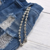 Knitted flared sleeve top denim pierced nail chain drill shorts suit