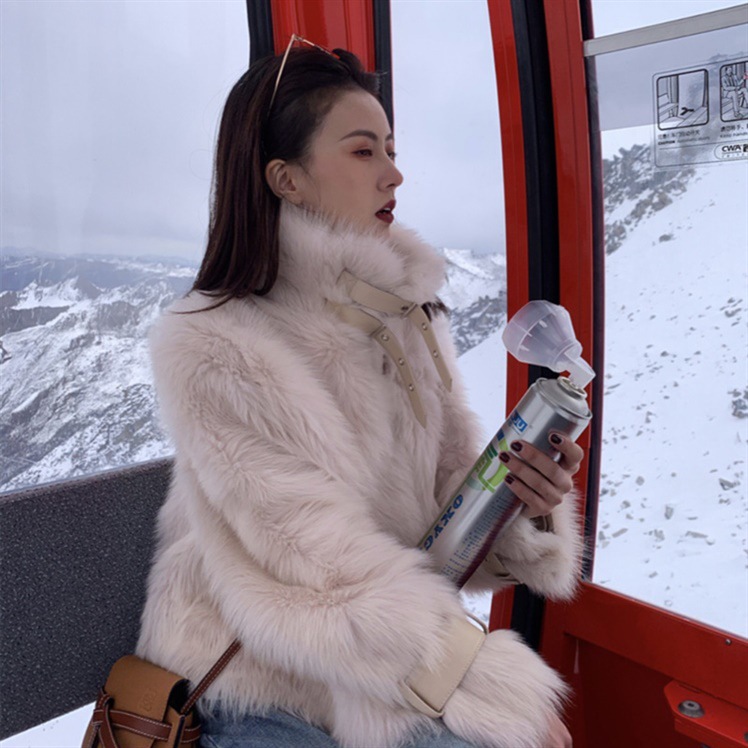 2020秋冬新款皮草外套女机车服中长款宽松仿狐狸毛皮一体毛绒大衣|ru