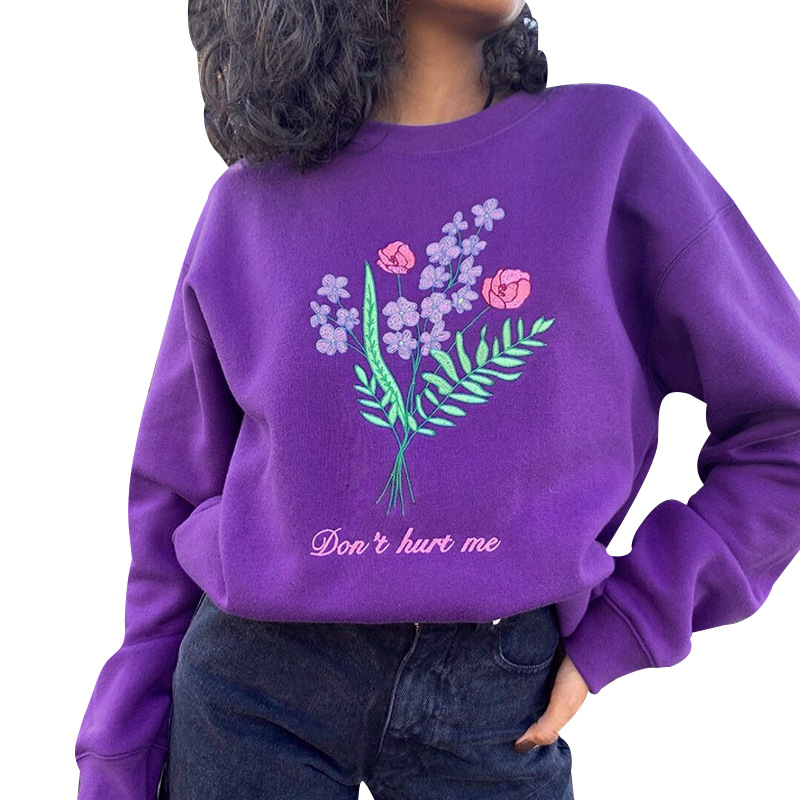 autumn and winter new purple embroidery short sweatshirt NSXE33678