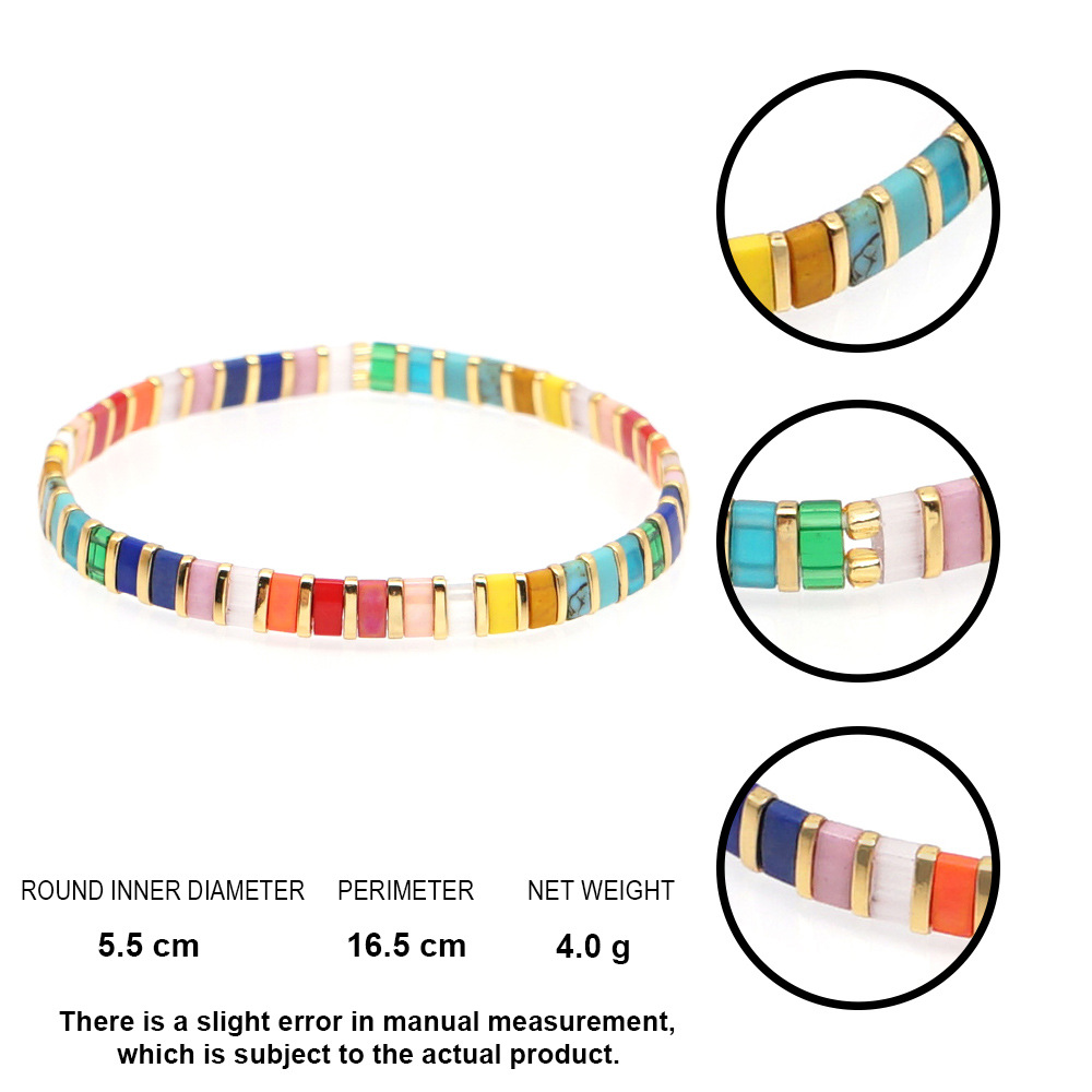 100g Weight No Inlaid Inlay Material Bracelets Classification Anniversary, Business Occasion Square Pattern Women'S Gender Knitting Design Fashion Style Wholesale Jewelry Simple Ethnic Style Colorfule Beaded Bracelet Nihaojewelry 8