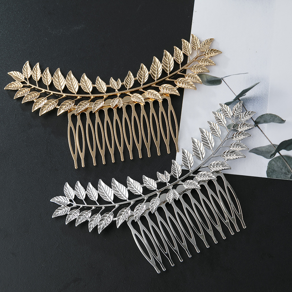 Stage Occasion Alloy Material Leaf Pattern Fashion Leaf Alloy Hollow Out Hair Combs