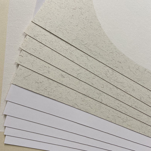 Manufacturer wholesale handmade half-cooked rice paper lens mirror round antique color linen paper blank painting fan cardboard