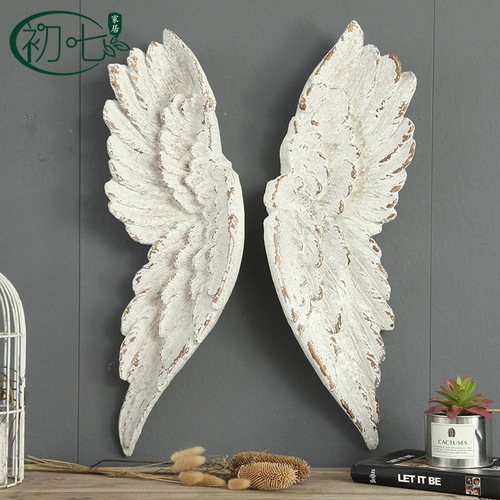 American Retro Angel Wings Wedding Wall Decor, Cafe Artwork Wall Hanging, B&B Vintage Creative Wall Decoration
