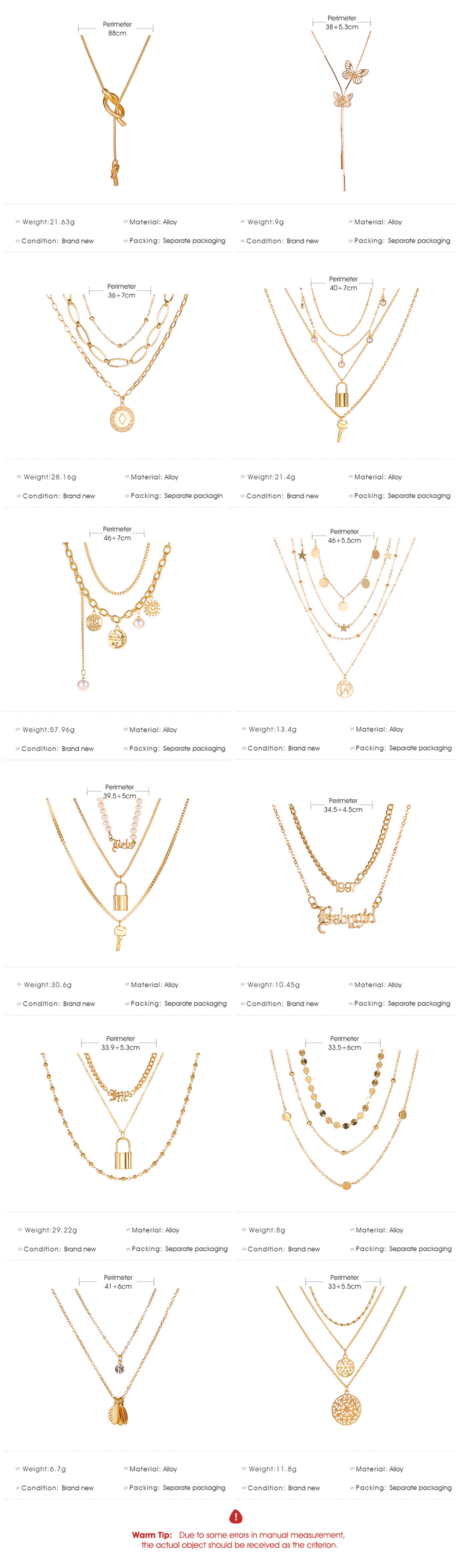 Hot-selling Multi-layer Hip-hop Style Alloy Pendant Creative Retro Necklace display picture 1