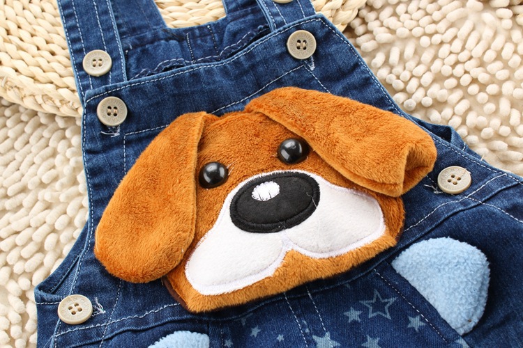 Cute Animal Round Dots Star Denim Baby Rompers display picture 4