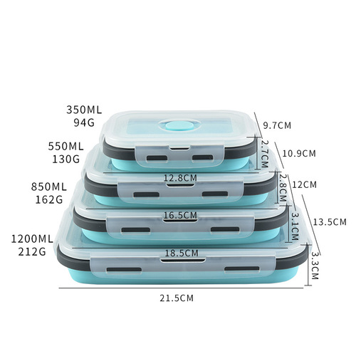 Silicone lunch box outdoor foldable silicone lunch box refrigerator crisper portable lunch box retractable