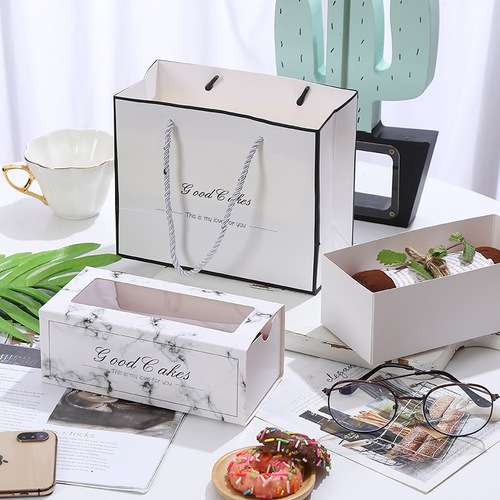 Cake towel roll dessert box color printed pastry box white cardboard drawer type baked goods store packaging box