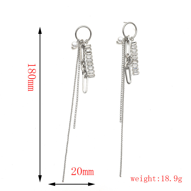 Fashion Long Tassel Diamond Exaggerated Earrings display picture 5