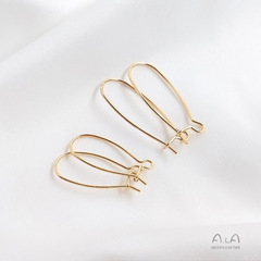 14K包金保色閉合式耳鈎耳釘工字兔耳朵耳環手工diy耳掛耳飾品配件