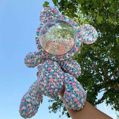 小熊米奇手工编织包包diy材料包自制女透明亚克力太空半球罩钩针