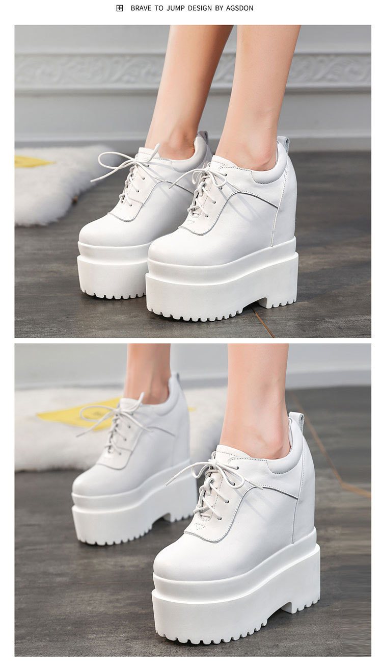 Giày sneaker nữ đế xuồng platform cao gót 16 cm dây buộc — màu đen chi tiết 6