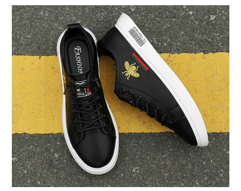 Giày sneaker nam da bò cổ thấp đế bệt, giày thể thao thoáng khí tăng chiều cao — S920 màu trắng, S920 đen chi tiết 26