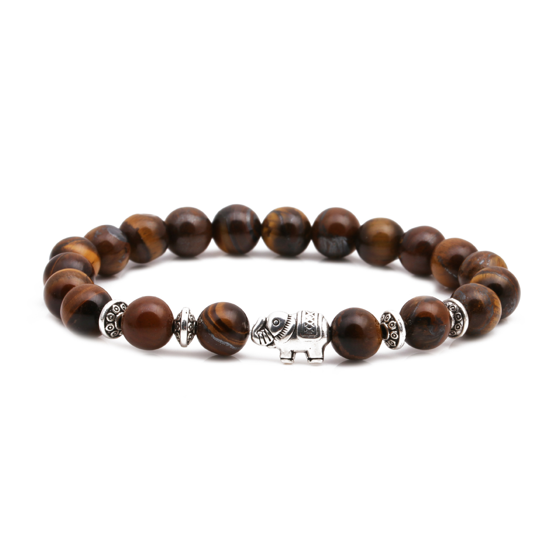 Ojo De Tigre Piedra Búho Buda Cabeza Curva Conjunto Pulsera Cabeza De León Pulsera Con Cuentas De Elefante display picture 9