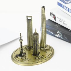 批發上海地標建築模型東方明珠景區旅遊紀念品金屬工藝品家居擺件