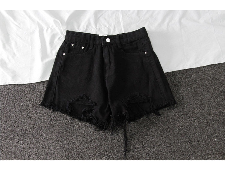 Women's Daily Street Casual Solid Color Shorts Tassel Ripped Shorts display picture 3