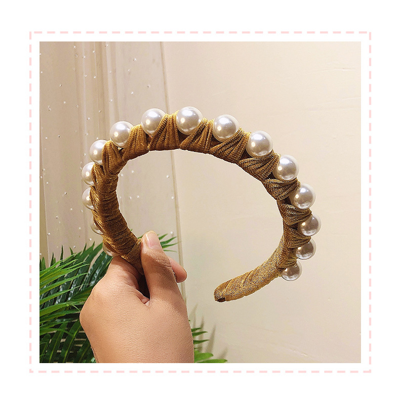 Korean Gold Velvet Folds Headband display picture 2