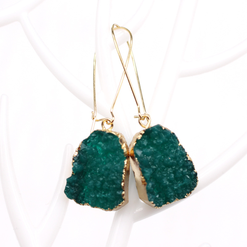 Wholesale Women's Natural Stone Earrings Imitation Crystal Bud Earrings Imitation Natural Stone Earrings Irregular Trapezoid Earrings Yiwu display picture 2