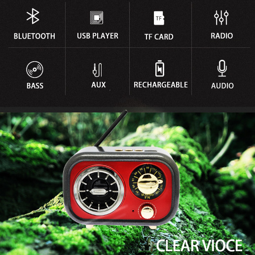 Factory wholesale vintage Bluetooth speakers, portable mobile phone and computer card plug-in speakers, USB flash drive plug-in mini speakers, new models detail image 2