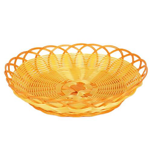 Wholesale fruit basket plastic hand-woven fruit basket imitation rattan storage basket hollow handicraft fruit plate rattan basket