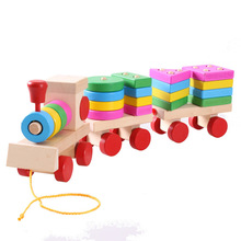 【幼得乐】拖拉三节大火车木制益智拆装螺母形状配对早教玩具批发